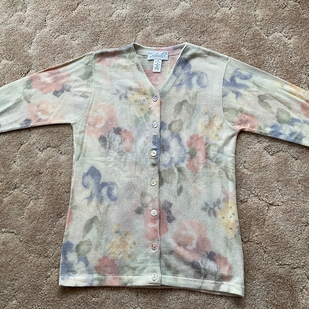 Gabriella T Floral Pastel Cardigan Sweater